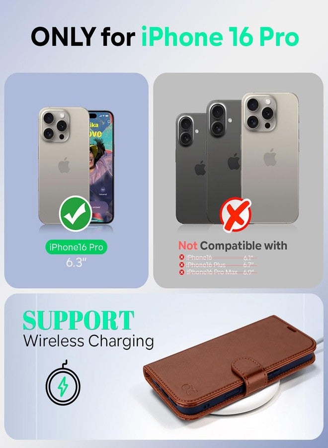 OCASE for iPhone 16 Pro Case, PU Leather Wallet, Magnetic Flip Folio Cover with RFID Blocking, Card Holders, Shockproof TPU, and Kickstand for 6.3 Inch iPhone 16 Pro (2024), Dark Brown - Image 2
