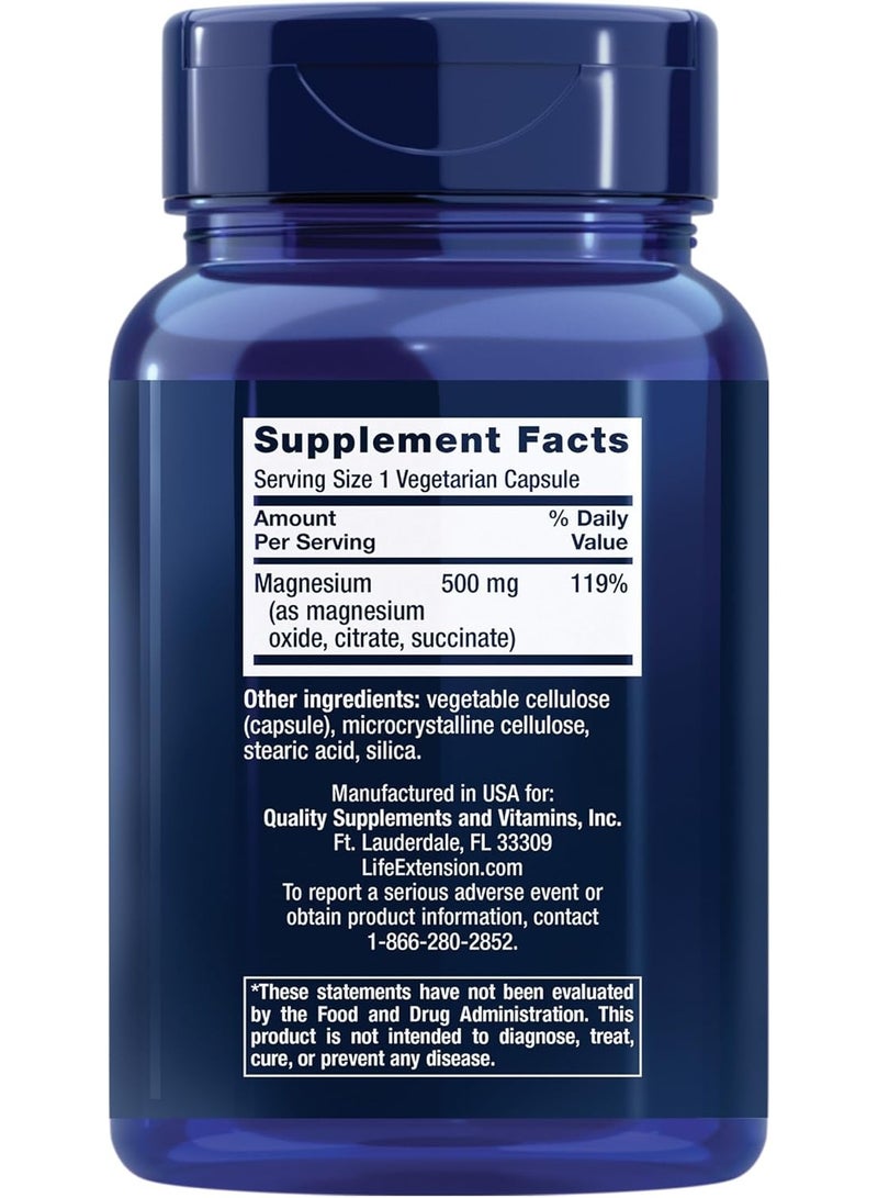 Life Extension Magnesium 500mg, 100 Capsules, Essential Mineral for Energy, Bone & Muscle Support - Image 2