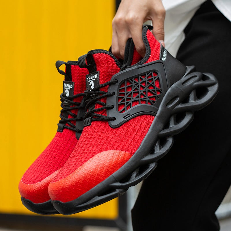 New summer labor insurance shoes men's anti-smashing anti-piercing safety shoes flying woven breathable work shoes non-slip wear-resistant protective shoes black 47 black low help ladle head - Image 2