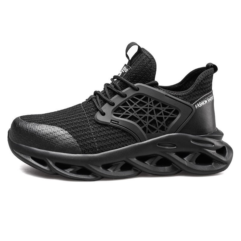 New summer labor insurance shoes men's anti-smashing anti-piercing safety shoes flying woven breathable work shoes non-slip wear-resistant protective shoes black 47 black low help ladle head - Image 5