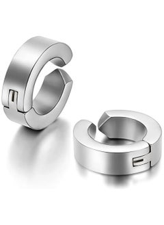 SYOSI Men's Ear Clip, 2 Pair of Hinged Hoop Earrings, Hoop Earring Studs Clip On Metal Ear Jewelry Non-piercing Clip on Earrings Unisex Men Women  - Image 3