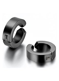 SYOSI Men's Ear Clip, 2 Pair of Hinged Hoop Earrings, Hoop Earring Studs Clip On Metal Ear Jewelry Non-piercing Clip on Earrings Unisex Men Women  - Image 2