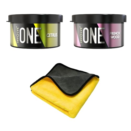 Involve your senses One Fiber Combo - Citrus & Frenchwood Car Perfume With Microfiber Cloth (Multicolor) | Car Perfume | Car Air Freshener | Car Accessories Interior - Image 1