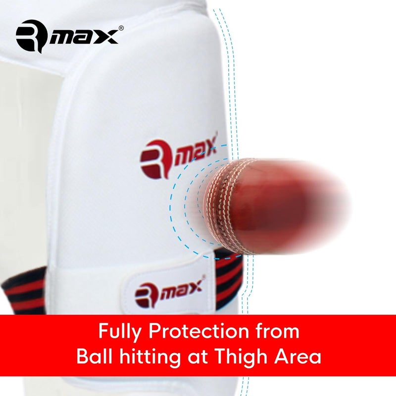 RMAX Lower Body Protection Cricket Thigh Pad Double Inner Thigh Pad Cricket Thigh Guard for Right Hand Batsman (Off-White) - Image 3
