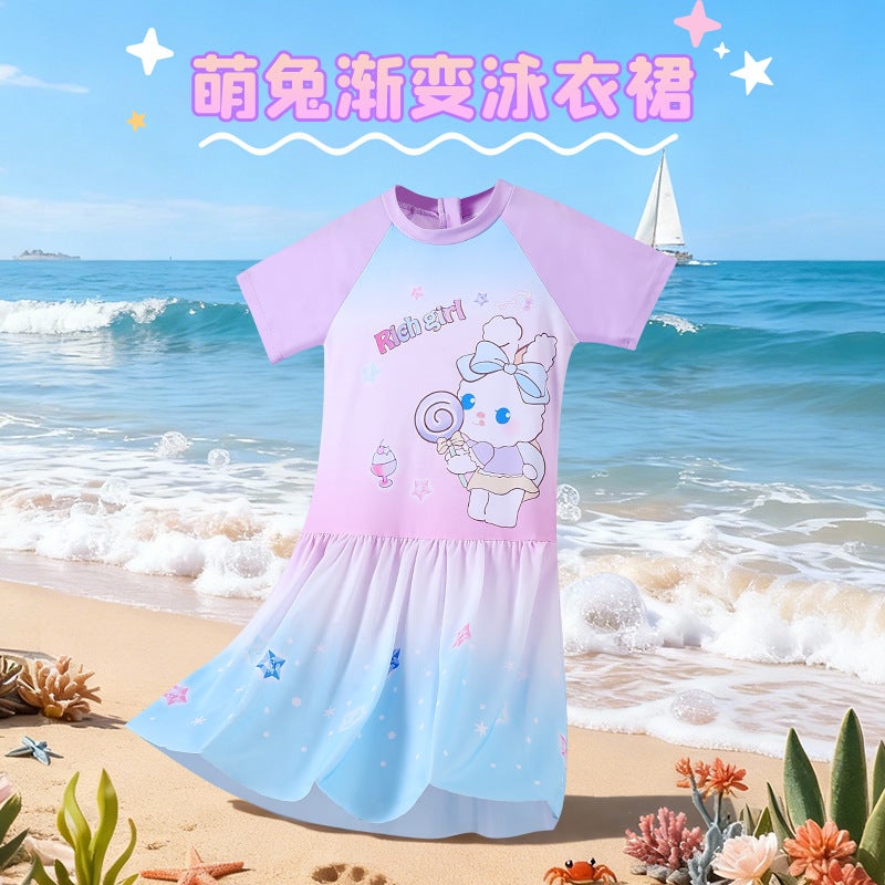 Fashionable Princess Dress One-Piece Swimsuit Beach Play Bathing Bathroom Indoor and Outdoor Swimming Training Kidsren''s Thin Swimsuit for Women - Image 2