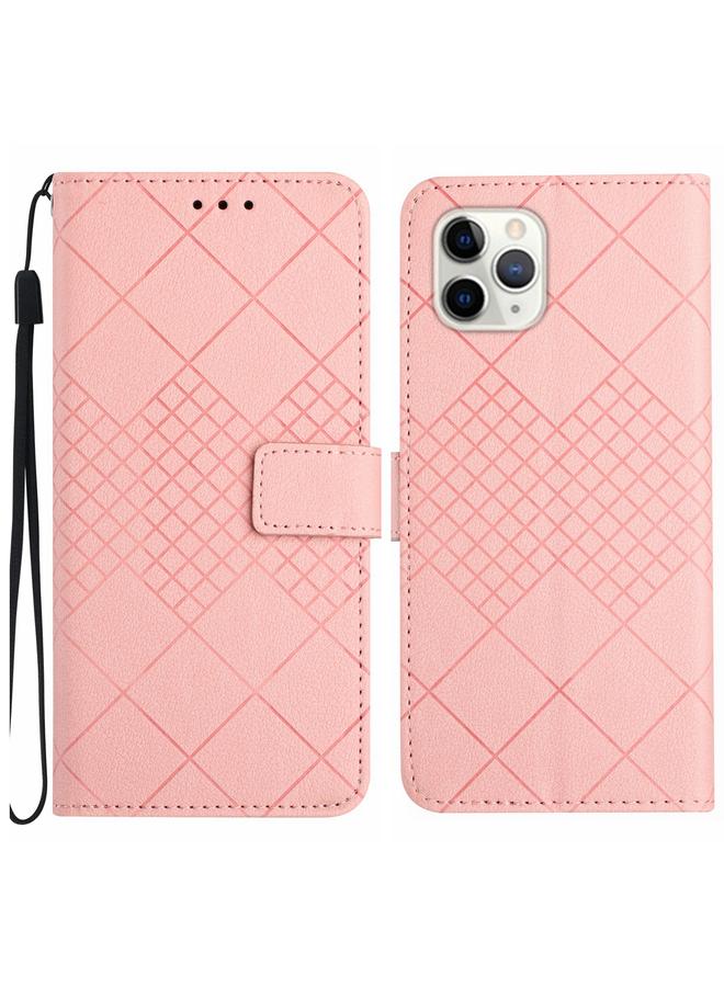 زبون جراب هاتف iPhone 11 Pro مصنوع من الجلد بتصميم شبكي معيني - Image 1