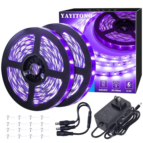 YAYIT 40 Foot Led Black Light Strip Kit, 720 Units Led, 12V Flexible Blacklight Fixtures, Non-Waterproof - Image 1