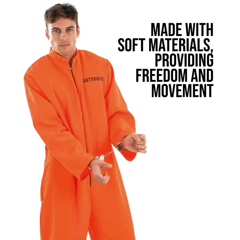 fun shack زي سجين برتقالي للرجال من فن شاك، بدلة سجين برتقالية، زي سجن للرجال، زي سجين برتقالي، زي سجين مقاس كبير جداً - Image 2