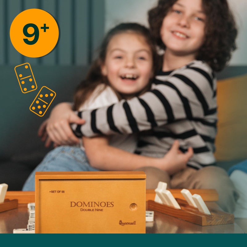 Queensell Dominos Game Double 9 - Dominos Set for Adults and Kids Ages 8 and up - Double Nine Dominoes Set, Classic Board Games - Domino Set for Family Game Nights - Double Nine Dominos Set 55 Tiles with Case - Image 5