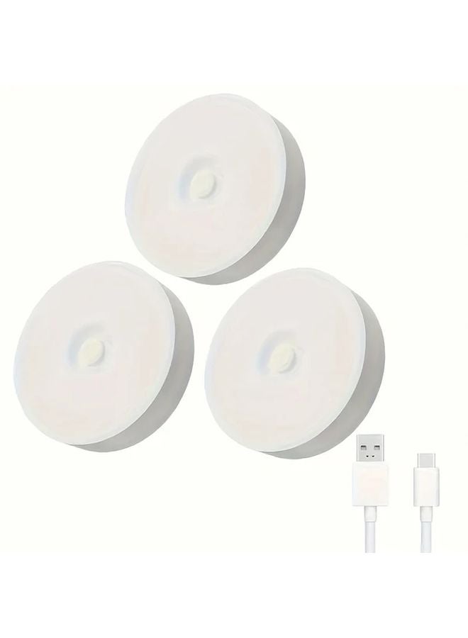 3pcs Smart LED Light USB Rechargeable Button Control 3 Lighting Modes Portable Nightlight - Image 1
