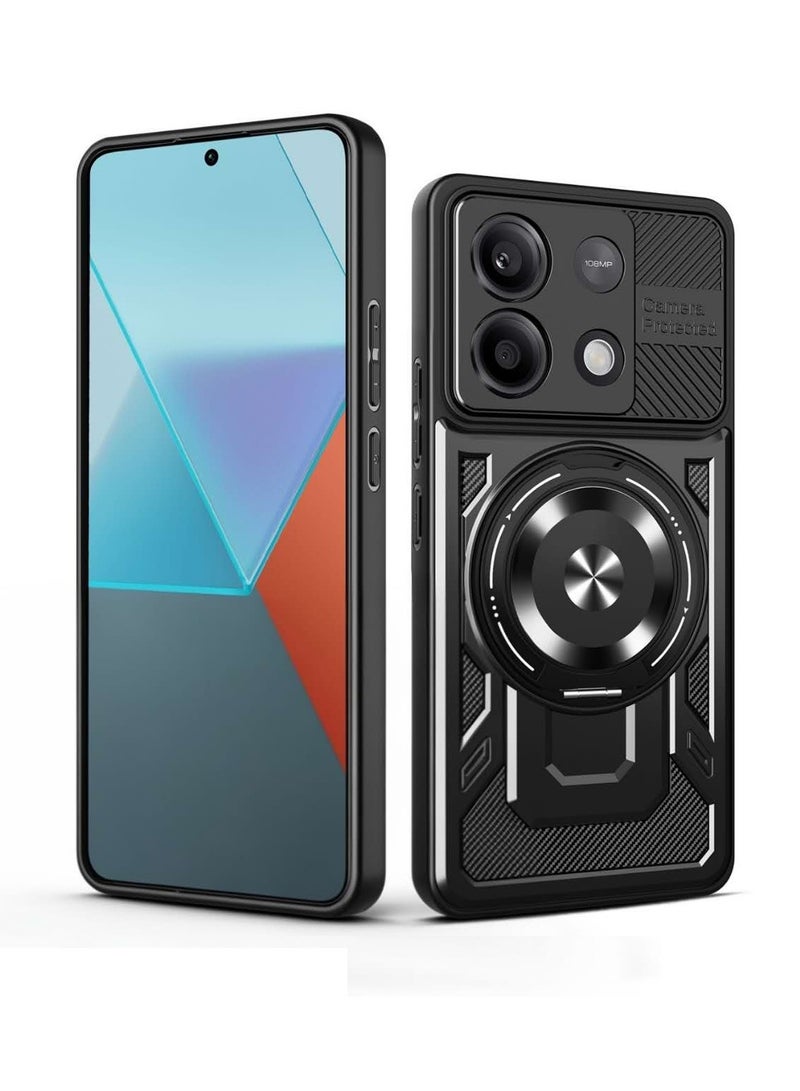 Case Cover Shock Resistant Protect Camera TPU + PC Compatible with Redmi Note 13 4G (Black) - Image 1