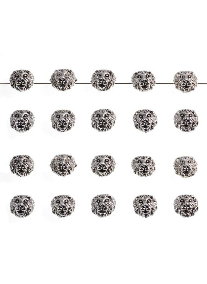 AD BEADS - Solid Metal 20 Pieces 12X12Mm Lion Head Spacer Beads For Necklace Bracelet Craft Design - Image 1