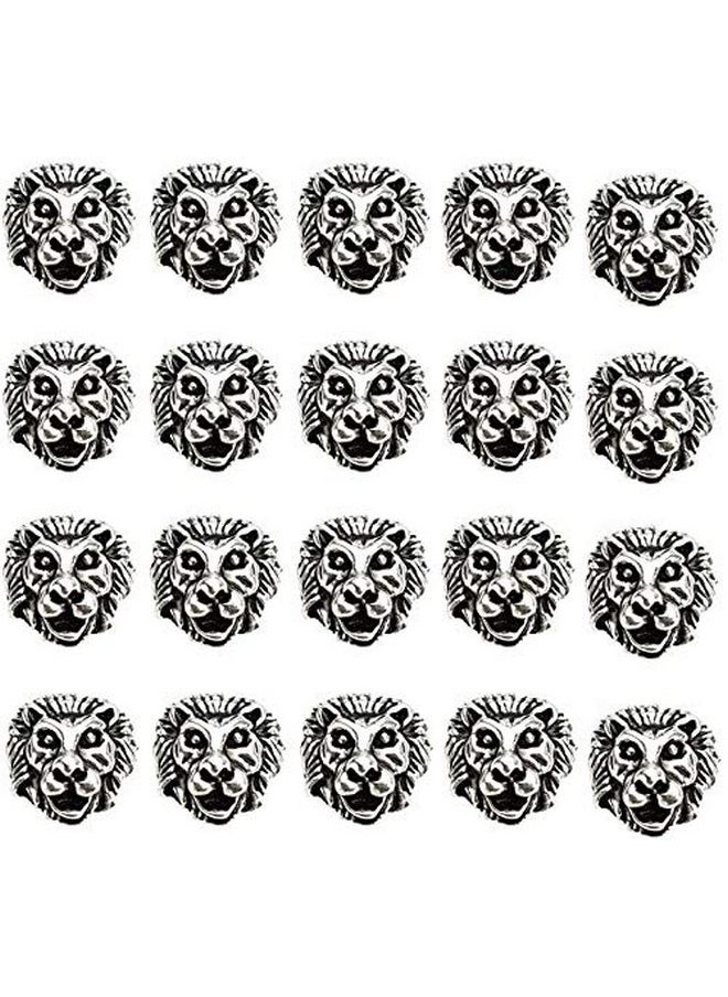 AD BEADS - Solid Metal 20 Pieces 12X12Mm Lion Head Spacer Beads For Necklace Bracelet Craft Design - Image 1