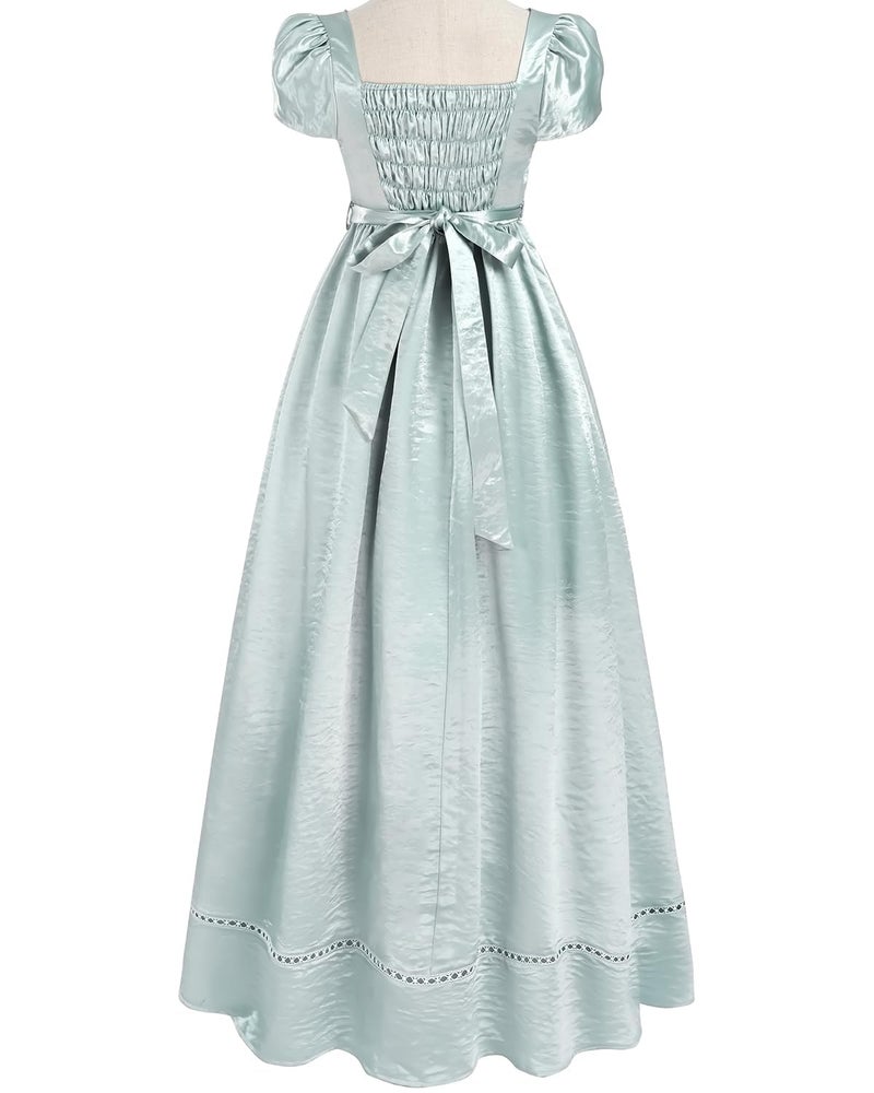 FCCAM FCCAM FCCAM Regency Dresses for Women Empire Waist Victorian Dress Short Sleeve Regency Ball Gown with Lace Gloves XXL - Image 3