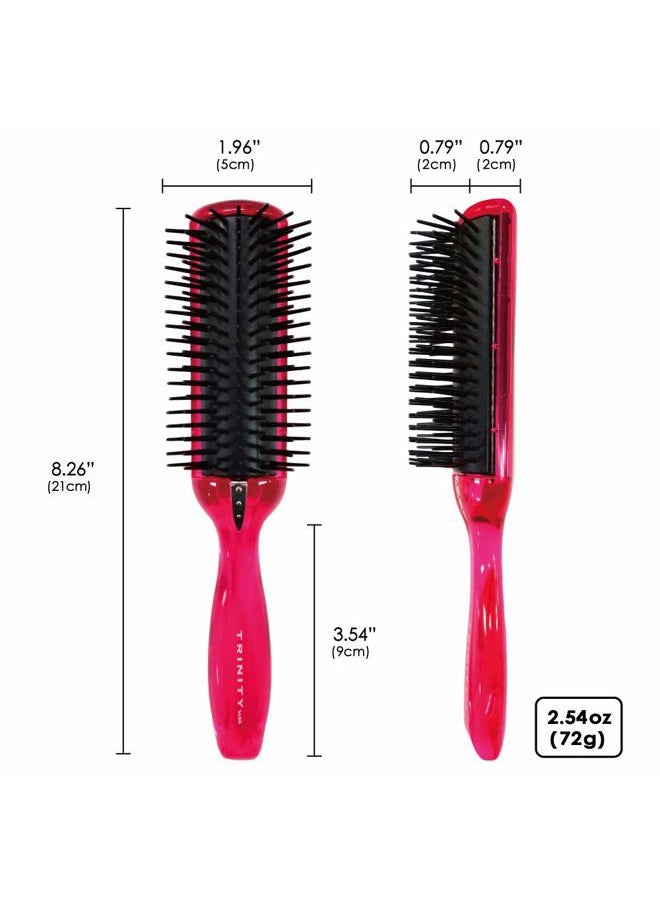 BS - Anti Static Hairbrush [Made in Japan] 7 Row Curly Hair Brush for Styling, Blow-Drying, and Detangling, Static Free Hair Brushes for Women (Pink) - Image 1