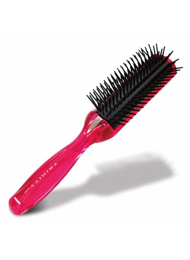 BS - Anti Static Hairbrush [Made in Japan] 7 Row Curly Hair Brush for Styling, Blow-Drying, and Detangling, Static Free Hair Brushes for Women (Pink) - Image 1