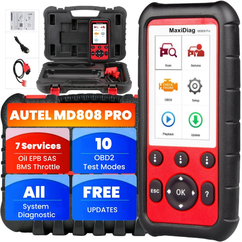 Autel MaxiDiag MD808 Pro All System OBDII Scanner 2025 Upgraded Version of Autel MD808MD806 Parking Brake Pad Relearn Live Data EPB SAS BMS Throttle AutoScan Free Lifetime Upgrade
