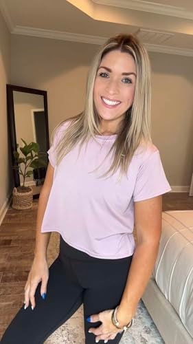 REALESSENTIALS Real Essentials 5 Pack: Women's Dry Fit Crop Top - Short Sleeve Crew Neck Stretch Athletic Tee (Available in Plus Size) - Set 5, L - Image 5