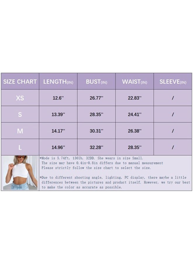 Abardsion Women's Crew Neck Racerback Knit Ribbed Basic Sleeveless Crop Tank Tops, Black, L - Image 5
