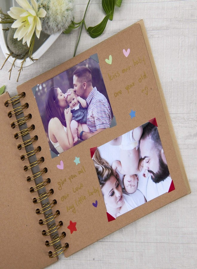 Gearchic 8 x 8 Inch Small DIY Scrapbook Photo Album with Window Design Cover 80 Pages Craft Paper Memory Book for Weeding Family Travel and Baby (Brown) - Image 3
