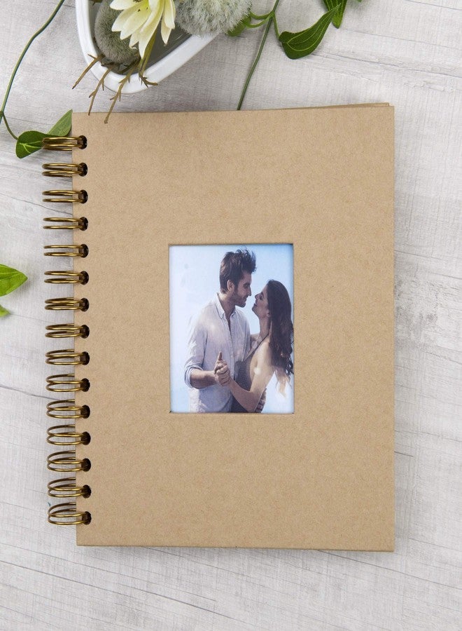 Gearchic 8 x 8 Inch Small DIY Scrapbook Photo Album with Window Design Cover 80 Pages Craft Paper Memory Book for Weeding Family Travel and Baby (Brown) - Image 2