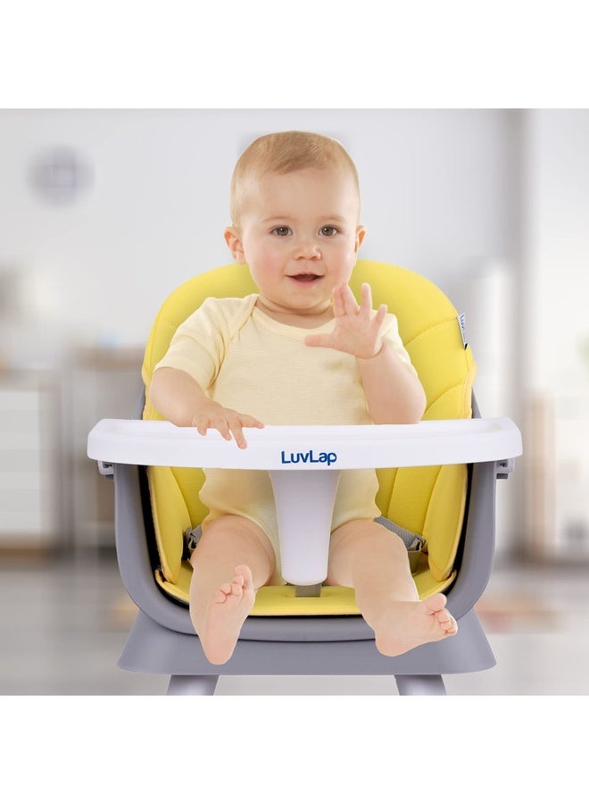 Luvlap Multifunction 6in1 Baby High Chair, Used as Baby High chair, Booster chair, Small Dining Chair, Study Desk, Game Table & Stool, Suitable for 6 to 36 Months, with 5 Point harness, Grey & Yellow - Image 2