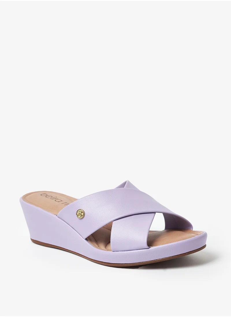 Beira Rio Cross Strap Low Heel Wedge Sandals