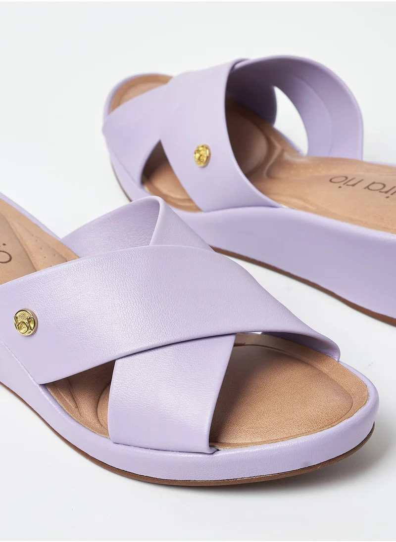 Beira Rio Cross Strap Low Heel Wedge Sandals