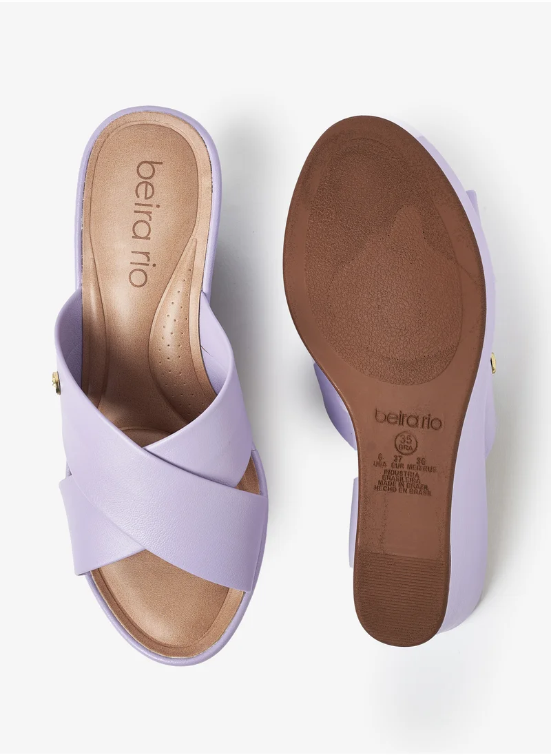 Beira Rio Cross Strap Low Heel Wedge Sandals