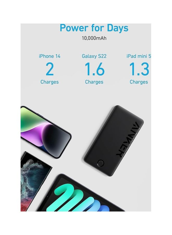 Anker 323 USB-C Power Bank, 10,000mAh Portable Charger (PowerCore PIQ), High-Capacity Battery Pack for iPhone 16/15/14 Series, Samsung, Huawei, Xiaomi, Redmi, Vivo, Oppo, iPad, Apple Watch and More - Image 2
