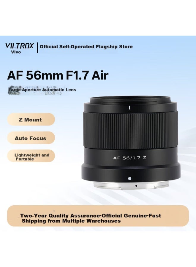 VILTROX عدسة فيلتروكس AF 56 مم F1.7 بتركيب نيكون بفتحة كبيرة وتركيز تلقائي للصور الشخصية، متوافقة مع كاميرات Z30 و Z50 و Zfc و Z50II بدون مرآة - Image 1
