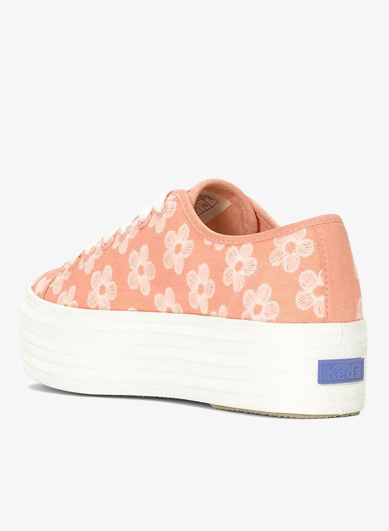 Keds Women's Triple Up Platform Canvas Sneaker – Floral Print, Lace-Up Casual Fashion Shoe Pink - Image 4