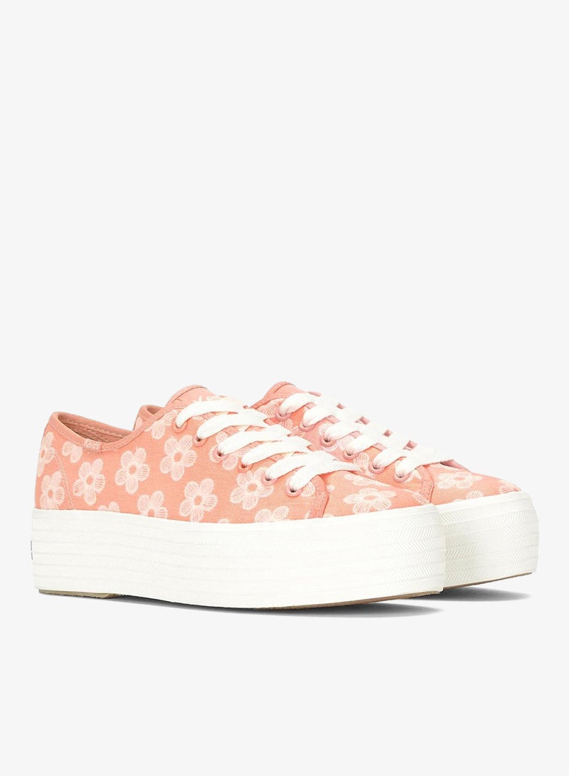 Keds Women's Triple Up Platform Canvas Sneaker – Floral Print, Lace-Up Casual Fashion Shoe Pink - Image 5