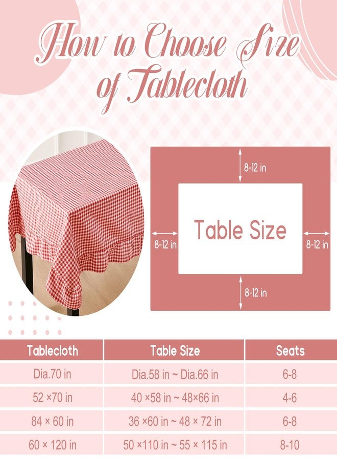 Mindsoft Red Plaid Ruffled Table Cloth Cotton Linen Rectangle Gingham Tablecloth Classic Farmhouse Vintage Checkered Table Cover Buffalo Plaid Decorative for Home Holiday Party (120 x 60 Inches) - Image 2