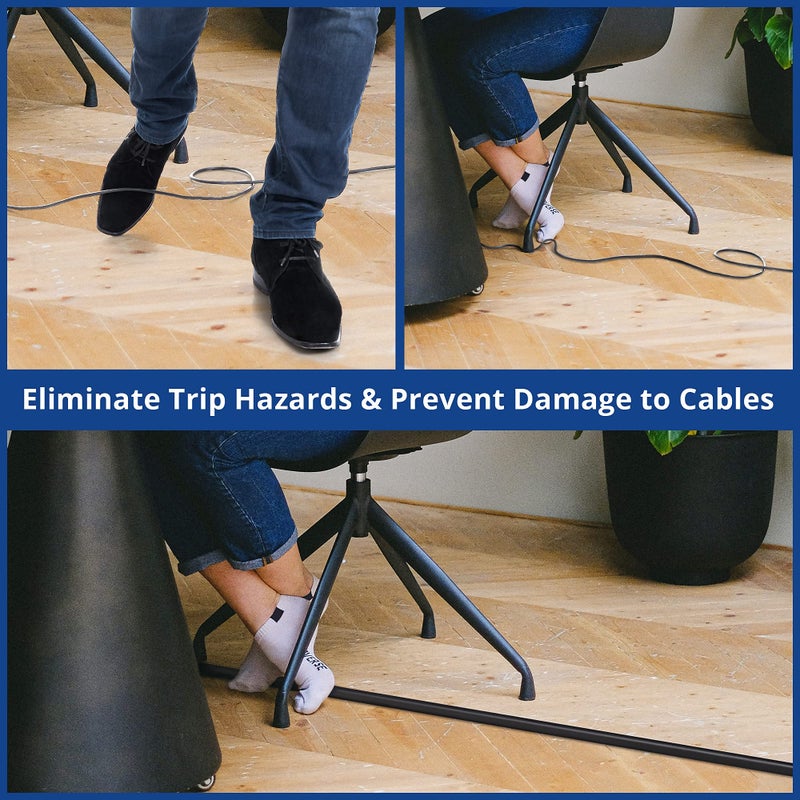 ZhiYo Floor Cord Cover 4ft, Cord Hider Floor Black, Cable Management Cover Prevent Cable Trips, Wire Covers for Electric Power Cords, Wire Protector Cavity W0.47 x H0.28 - Image 3