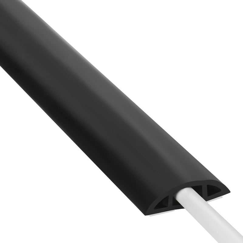 ZhiYo Floor Cord Cover 4ft, Cord Hider Floor Black, Cable Management Cover Prevent Cable Trips, Wire Covers for Electric Power Cords, Wire Protector Cavity W0.47 x H0.28 - Image 1