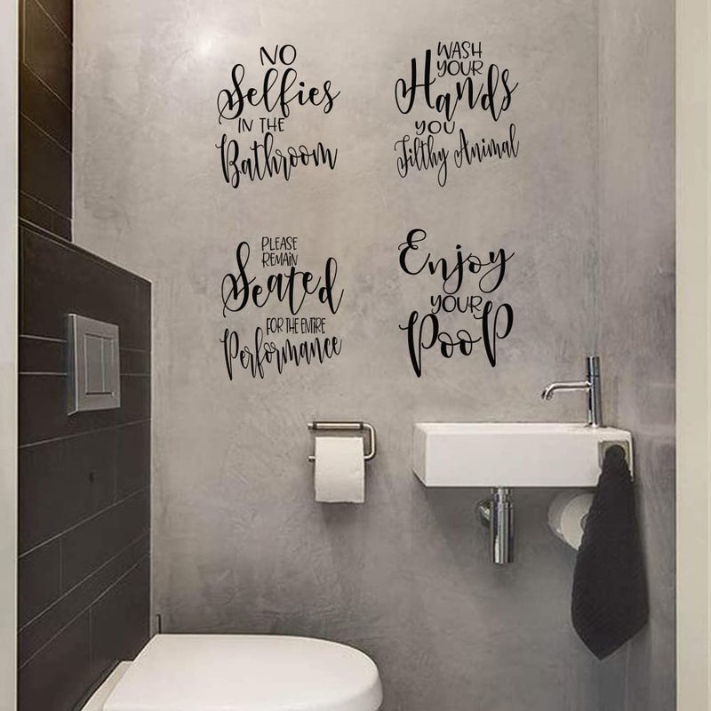FlyWallD Bathroom Wall Decals Peel and Stick Pictures Funny Quotes Wall Art Decor Saying Stickers Removable Enjoy Your Poop - Image 3