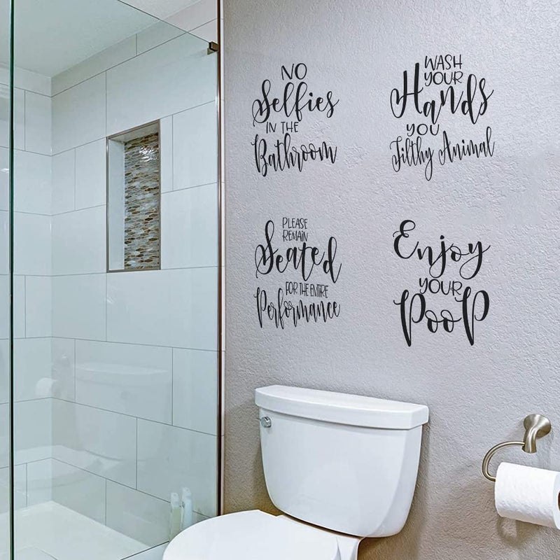 FlyWallD Bathroom Wall Decals Peel and Stick Pictures Funny Quotes Wall Art Decor Saying Stickers Removable Enjoy Your Poop - Image 4