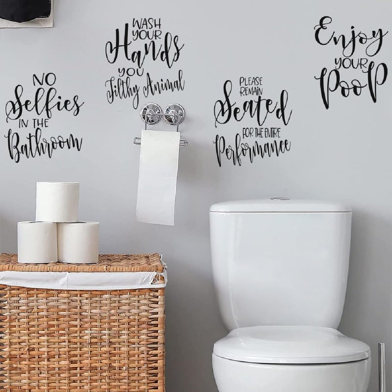 FlyWallD Bathroom Wall Decals Peel and Stick Pictures Funny Quotes Wall Art Decor Saying Stickers Removable Enjoy Your Poop - Image 1