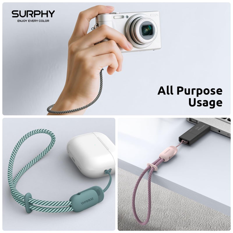 SURPHY 3 Pack Phone Wrist Strap with CellPhone Tether Tab, Cellphone Lanyard, Anti Theft Phone Strap with 2-Color Braided, Wrist Lanyard for Women and Men, Black & Green & Pink - Image 5