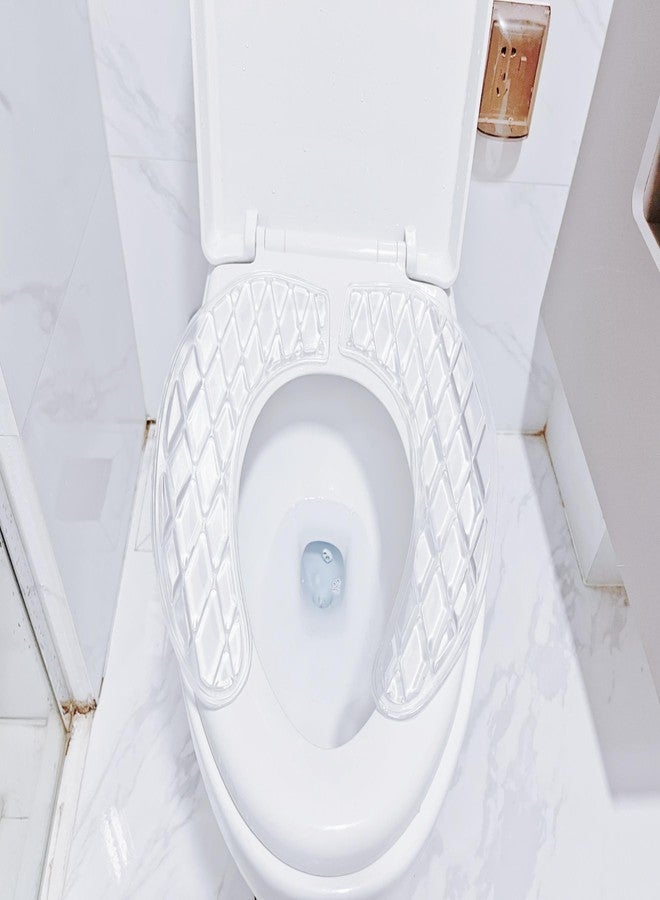 Gel Toilet Seat Cushion - Toilet Cushion for Bathroom - Portable and Washable - Universal Padded Toilet seat for Standard U Shape Toilet Seats -Adhesive Toilet Seat Cushion for Women Seniors (Clear) - Image 2