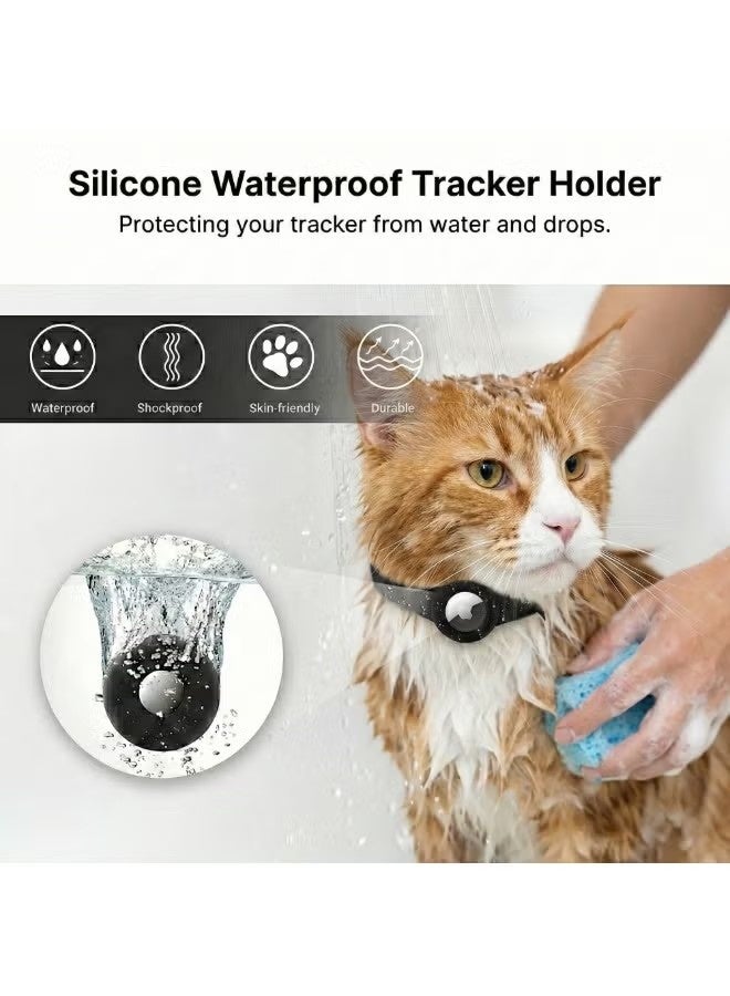 2 Pieces AirTag Cat Collar Breakaway – Reflective Safety with Bell & Waterproof Holder, Adjustable for Cats & Small Dogs (Black) - Image 5