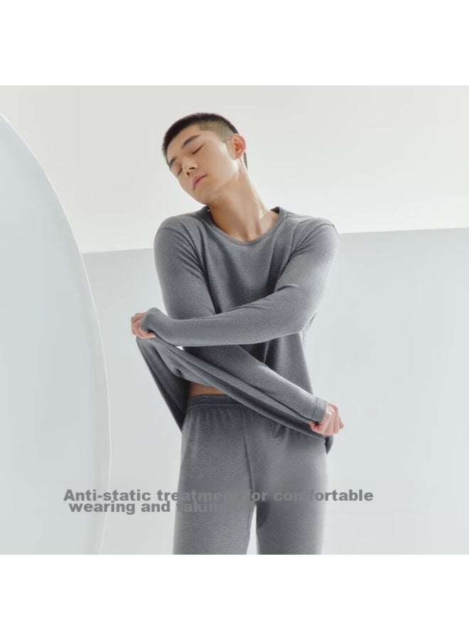 THREEGUN Threegun [soft Breathable Round Neck] Autumn Underwear Set, All-cotton Thermal Underwear, Men's Anti-static Thick Cotton Sweater Set  - Image 2