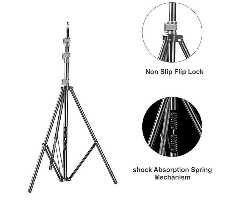 SHOPEE حامل إضاءة ثقيل للغاية بطول 14 قدم - حاملات محمولة وقابلة للطي للإضاءة الدائرية، الفلاش، العاكس، الموزع، التصوير الاحترافي للصور والفيديو - Image 2
