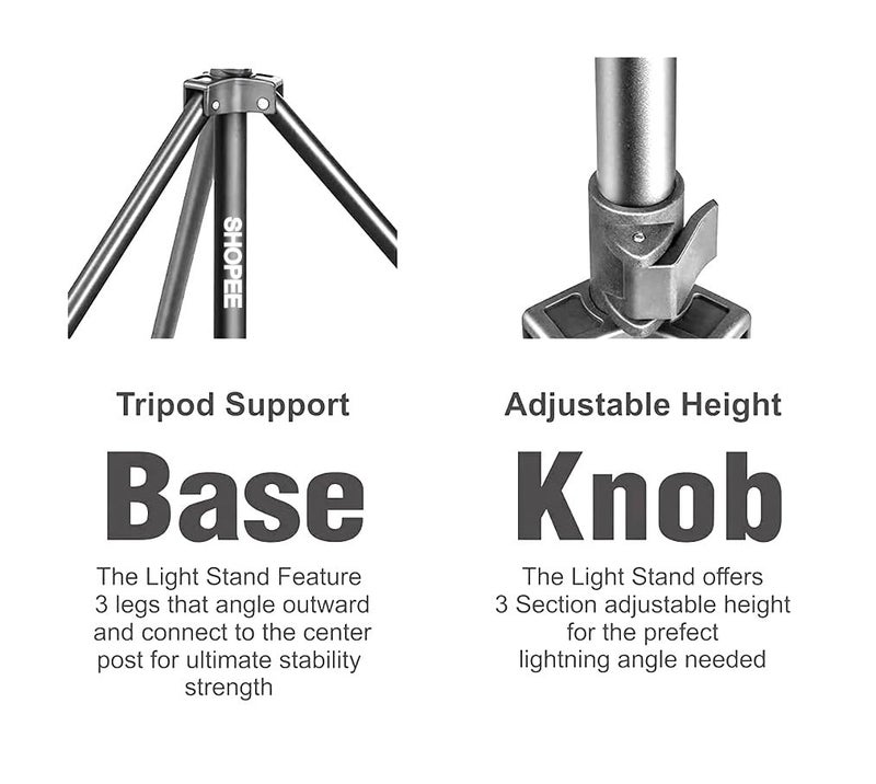 SHOPEE حامل إضاءة ثقيل للغاية بطول 14 قدم - حاملات محمولة وقابلة للطي للإضاءة الدائرية، الفلاش، العاكس، الموزع، التصوير الاحترافي للصور والفيديو - Image 3