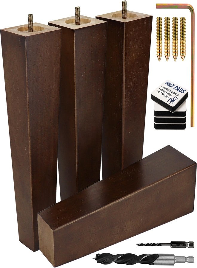 Airy Abode Walnut Brown Square Furniture Legs Set of 4 - Pick Your Size and Color - Image 1