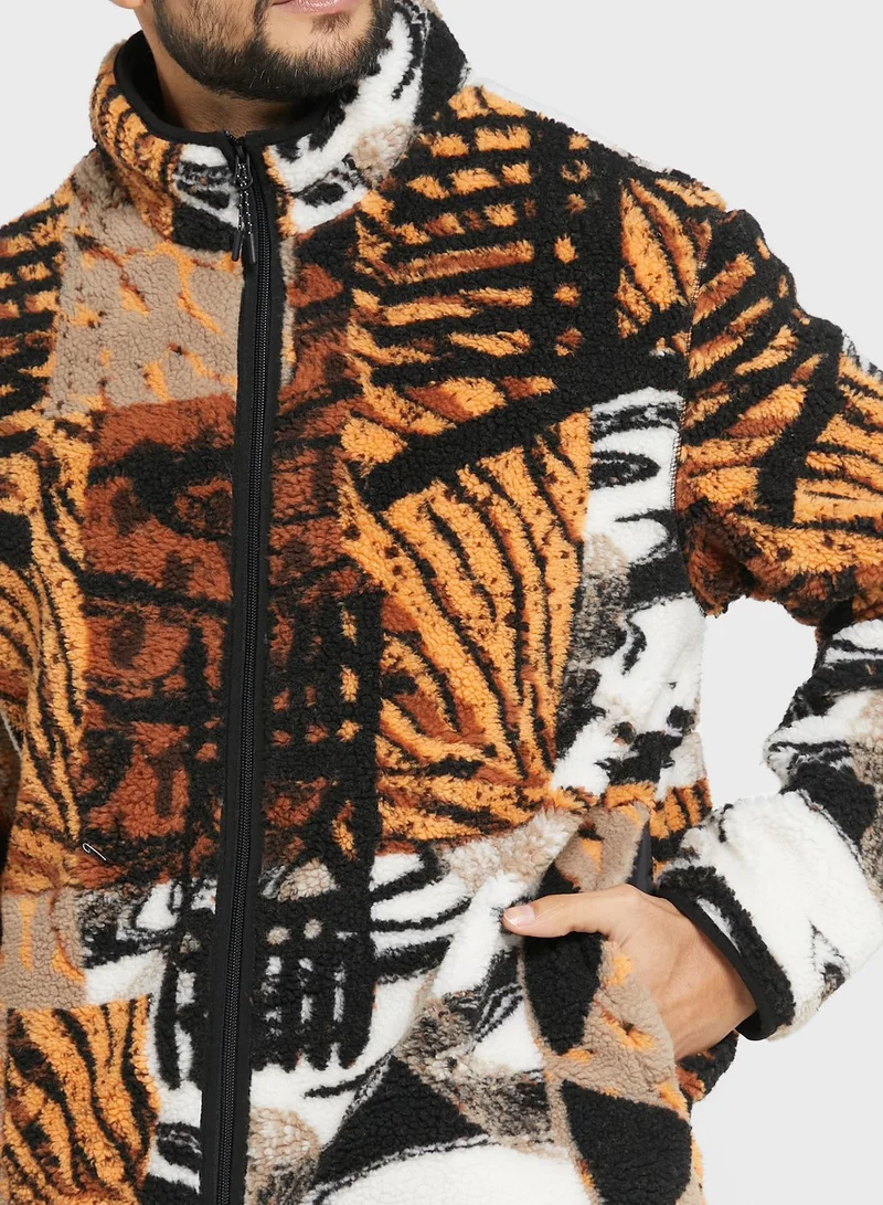 TOPMAN Printed Sherpa Jacket
