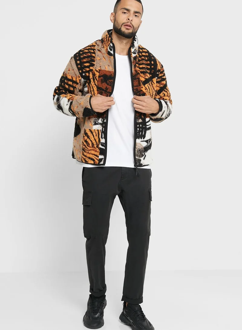 TOPMAN Printed Sherpa Jacket