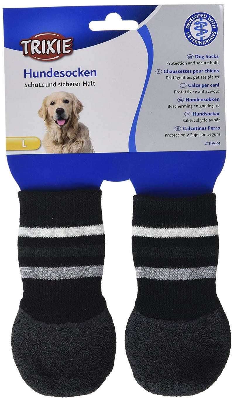 Trixie Dog Socks Non-Slip with All-Round Rubber Coating L 2 Pcs Black - Image 1