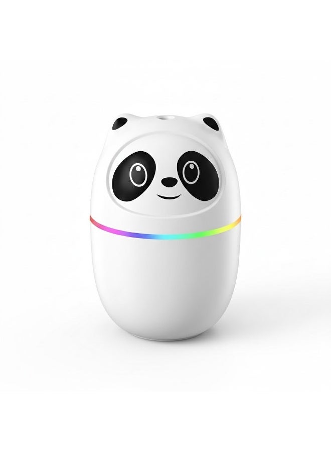 Cute Panda Mini Humidifier with Cool Mist and 7 Color Night Light Portable USB Ultrasonic Humidifier with Essential Oil Diffuser 220ml Capacity white - Image 1